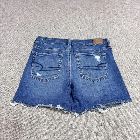 American Eagle Midi Shorts Blue Distressed Pockets Women’s Size 4 - Picture 7 of 11